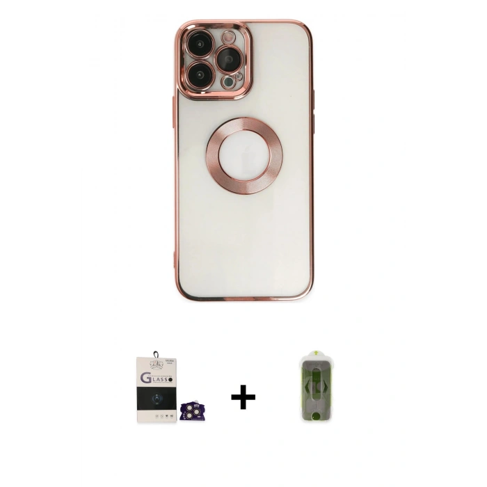 MARSİLYAN™- iPhone 14 Pro Max Kılıf Pusula Form - Siyah Joko Magic 5D Hayalet Cam + Bilvis Titan Kamera Lens - GD
