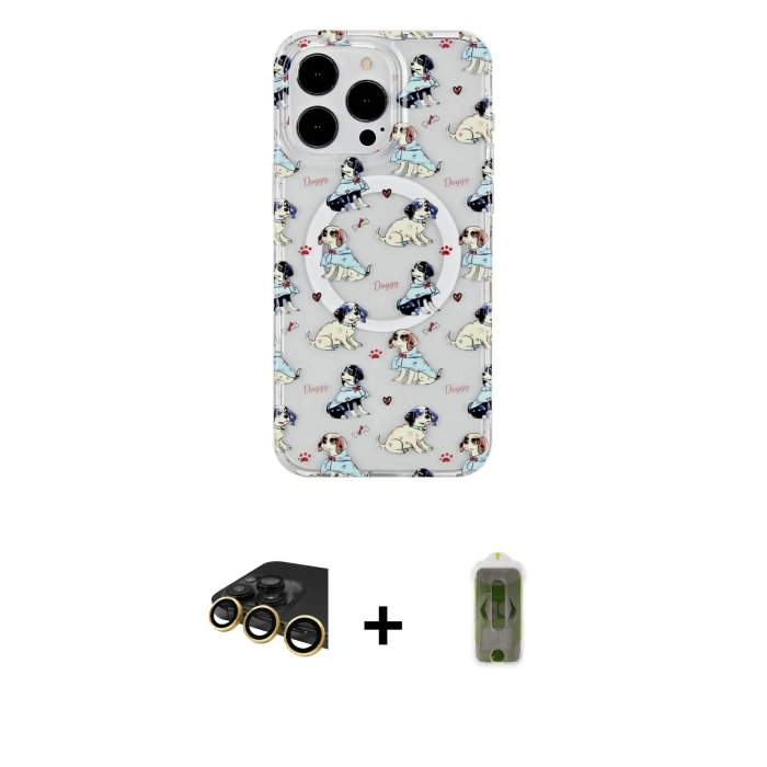 MARSİLYAN™- iPhone 14 Pro Max Kılıf Pusula Form - Siyah Joko Magic 5D Hayalet Cam + Raze Metal Kamera Lens - GD