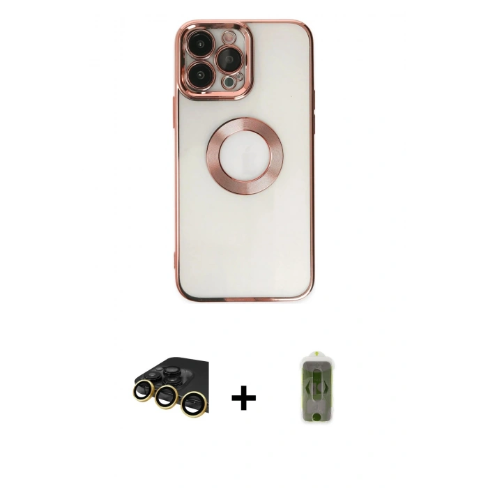 MARSİLYAN™- iPhone 14 Pro Max Kılıf Pusula Form - Siyah Joko Magic 5D Hayalet Cam + Raze Metal Kamera Lens - GD