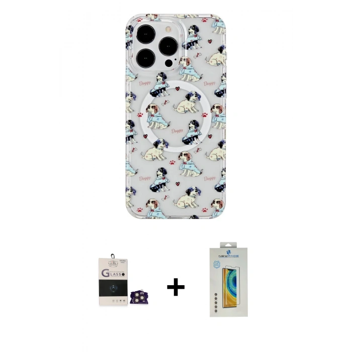 MARSİLYAN™- iPhone 14 Pro Max Kılıf Pusula Form - Siyah Polymer Nano Ekran Koruyucu + Bilvis Titan Kamera Lens - GD