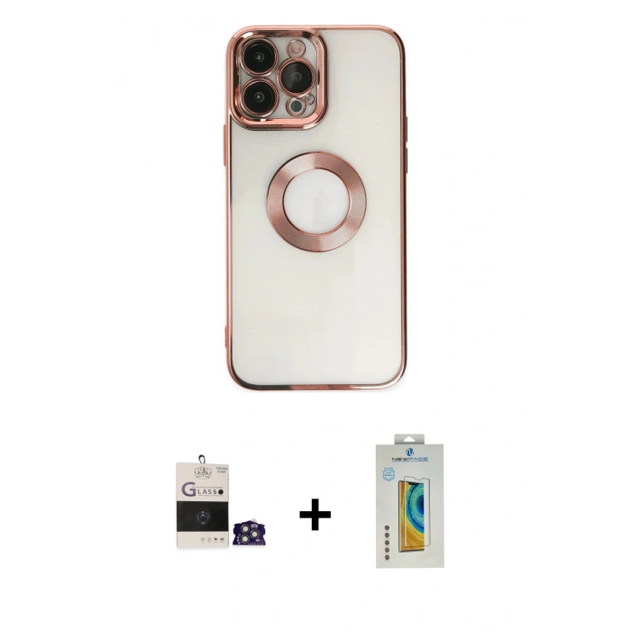 MARSİLYAN™- iPhone 14 Pro Max Kılıf Pusula Form - Siyah Polymer Nano Ekran Koruyucu + Bilvis Titan Kamera Lens - GS
