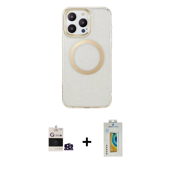 MARSİLYAN™- iPhone 14 Pro Max Kılıf Pusula Form - Siyah Polymer Nano Ekran Koruyucu + Derin Mor Bilvis Titan Kamera Lens