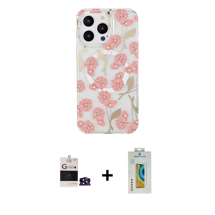 MARSİLYAN™- iPhone 14 Pro Max Kılıf Pusula Form - Siyah Polymer Nano Ekran Koruyucu + Derin Mor Bilvis Titan Kamera Lens