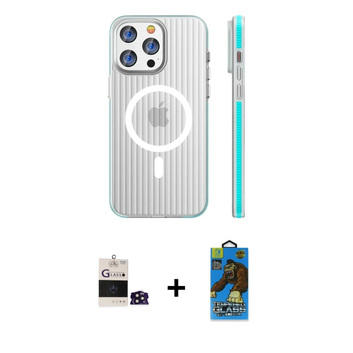MARSİLYAN™- iPhone 14 Pro Max Kılıf Pusula Minimal Koleksiyonu - Siyah 18D Cam Ekran Koruyucu + Bilvis Titan Kamera Lens - DNMR