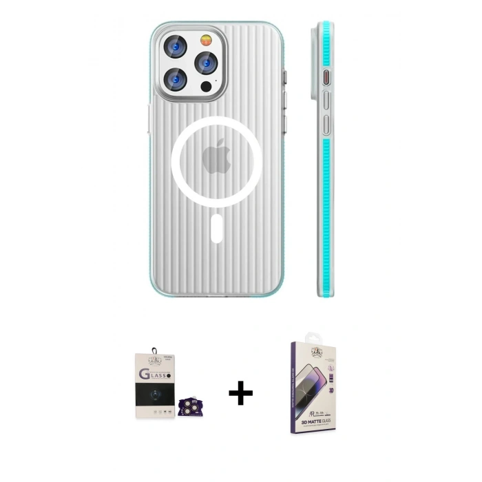 MARSİLYAN™- iPhone 14 Pro Max Kılıf Pusula Minimal Koleksiyonu - Siyah Bilvis 3D Mat Cam Ekran Koruyucu + Gold Bilvis Titan Kamera Lens