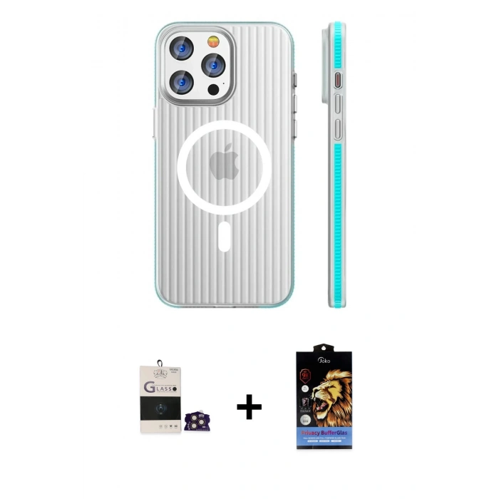 MARSİLYAN™- iPhone 14 Pro Max Kılıf Pusula Minimal Koleksiyonu - Siyah Buffer Hayalet Cam Ekran Koruyucu + Bilvis Titan Kamera Lens - GD