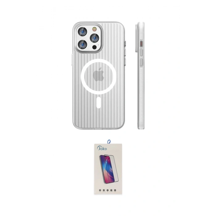 MARSİLYAN™- iPhone 14 Pro Max Kılıf Pusula Minimal Koleksiyonu - Siyah Joko 5D Cam