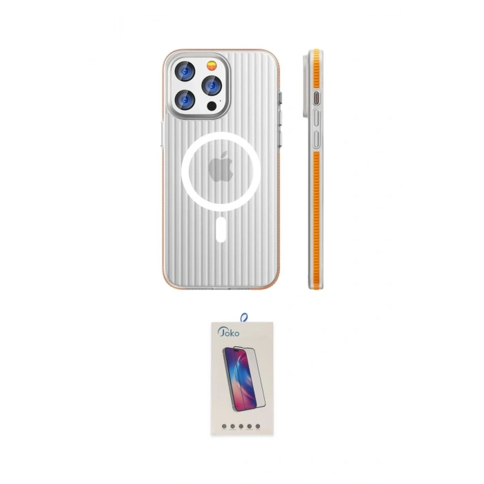 MARSİLYAN™- iPhone 14 Pro Max Kılıf Pusula Minimal Koleksiyonu - Siyah Joko 5D Cam