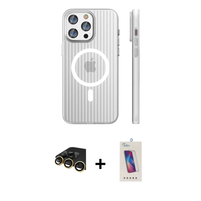 MARSİLYAN™- iPhone 14 Pro Max Kılıf Pusula Minimal Koleksiyonu - Siyah Joko 5D Cam + Raze Metal Kamera Lens - GD