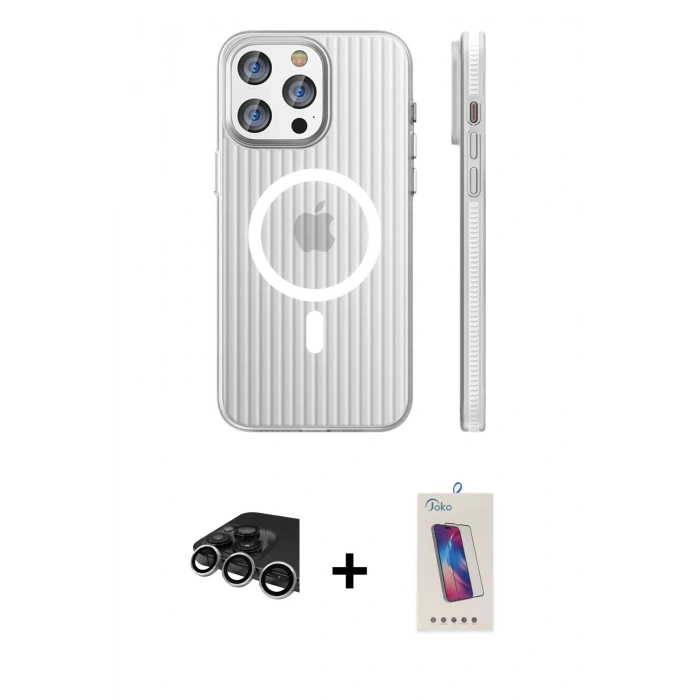 MARSİLYAN™- iPhone 14 Pro Max Kılıf Pusula Minimal Koleksiyonu - Siyah Joko 5D Cam + Raze Metal Kamera Lens - GS
