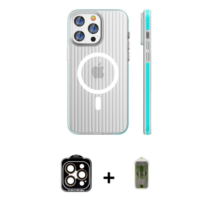 MARSİLYAN™- iPhone 14 Pro Max Kılıf Pusula Minimal Koleksiyonu - Siyah Joko Magic 5D Hayalet Cam + PVD Metal Kamera Lens - TU