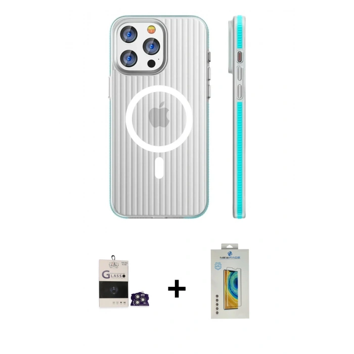 MARSİLYAN™- iPhone 14 Pro Max Kılıf Pusula Minimal Koleksiyonu - Siyah Polymer Nano Ekran Koruyucu + Bilvis Titan Kamera Lens - GS