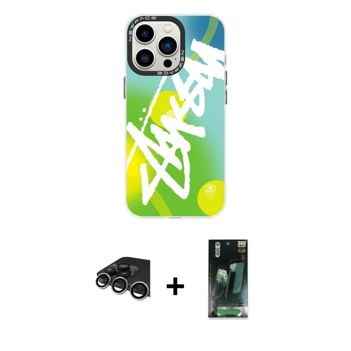 MARSİLYAN™- iPhone 14 Pro Max Kılıf Siluet Çizgi Koleksiyonu - Şeffaf 360 Full Body Arka Koruyucu + Raze Metal Kamera Lens - GS