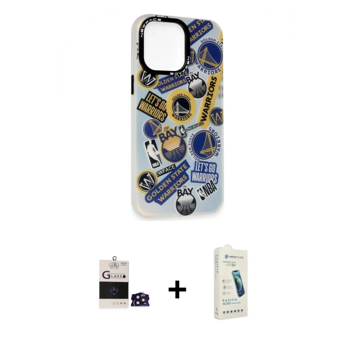 MARSİLYAN™- iPhone 14 Pro Max Kılıf Siluet Çizgi Koleksiyonu - Şeffaf Pasifik Cam Ekran Koruyucu + Bilvis Titan Kamera Lens - DNMR