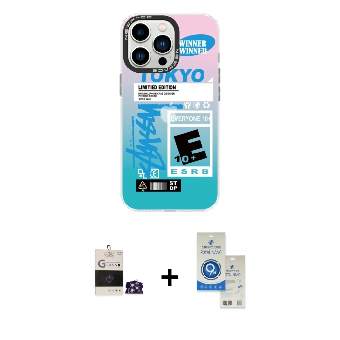 MARSİLYAN™- iPhone 14 Pro Max Kılıf Siluet Çizgi Koleksiyonu - Şeffaf Royal Nano Ekran Koruyucu + Bilvis Titan Kamera Lens - GS