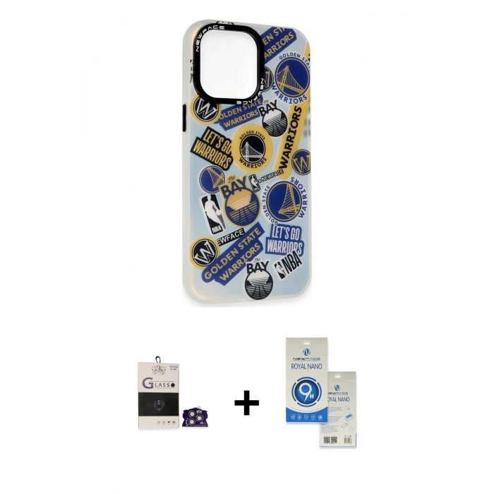 MARSİLYAN™- iPhone 14 Pro Max Kılıf Siluet Çizgi Koleksiyonu - Şeffaf Royal Nano Ekran Koruyucu + Bilvis Titan Kamera Lens - GS