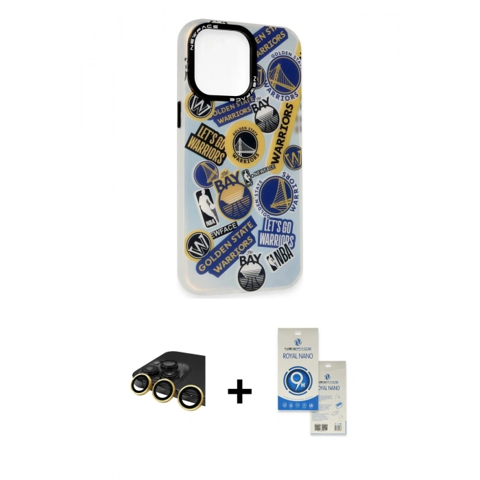 MARSİLYAN™- iPhone 14 Pro Max Kılıf Siluet Çizgi Koleksiyonu - Şeffaf Royal Nano Ekran Koruyucu + Raze Metal Kamera Lens - GD