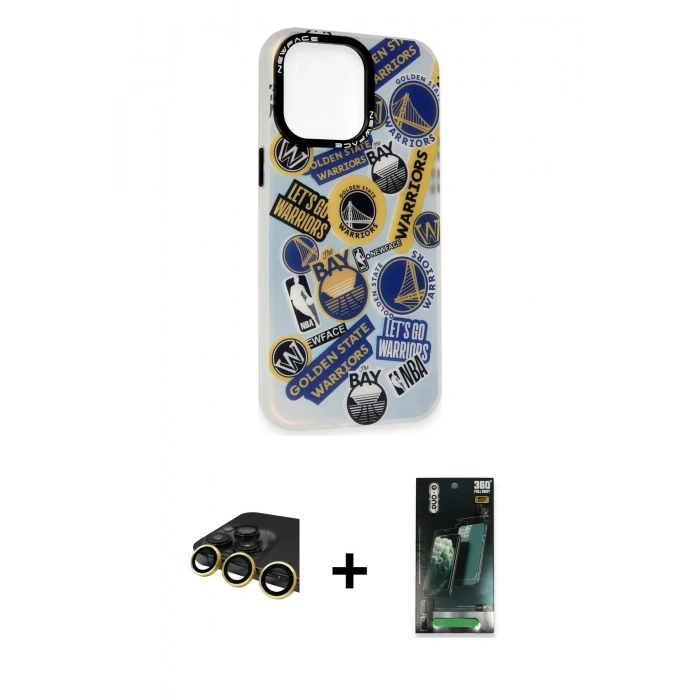 MARSİLYAN™- iPhone 14 Pro Max Kılıf Siluet Çizgi Koleksiyonu - Siyah 360 Mat Full Body Arka Koruyucu + Raze Metal Kamera Lens - GD