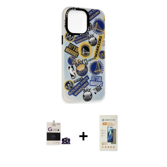 MARSİLYAN™- iPhone 14 Pro Max Kılıf Siluet Çizgi Koleksiyonu - Siyah 6D Mat Seramik Hayalet Nano Ekran Koruyucu + Bilvis Titan Kamera Lens - DNMR