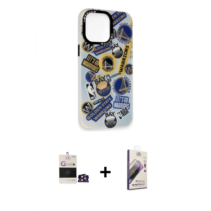 MARSİLYAN™- iPhone 14 Pro Max Kılıf Siluet Çizgi Koleksiyonu - Siyah Bilvis 3D Mat Cam Ekran Koruyucu + Bilvis Titan Kamera Lens - GD