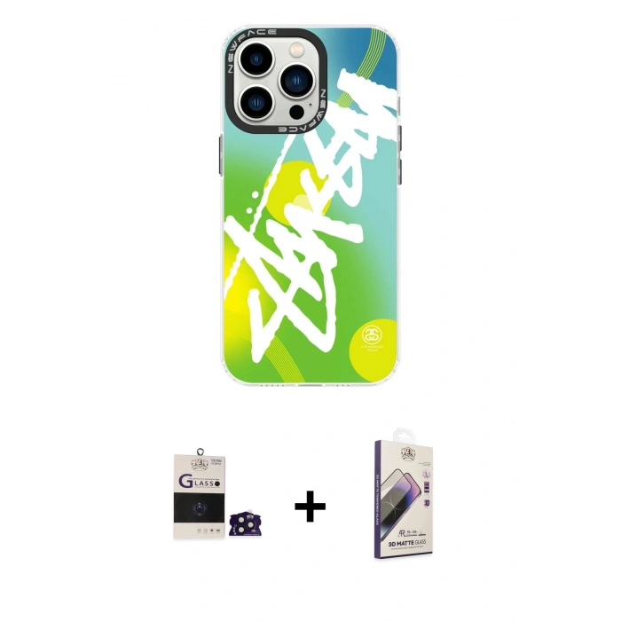 MARSİLYAN™- iPhone 14 Pro Max Kılıf Siluet Çizgi Koleksiyonu - Siyah Bilvis 3D Mat Cam Ekran Koruyucu + Bilvis Titan Kamera Lens - DNMR