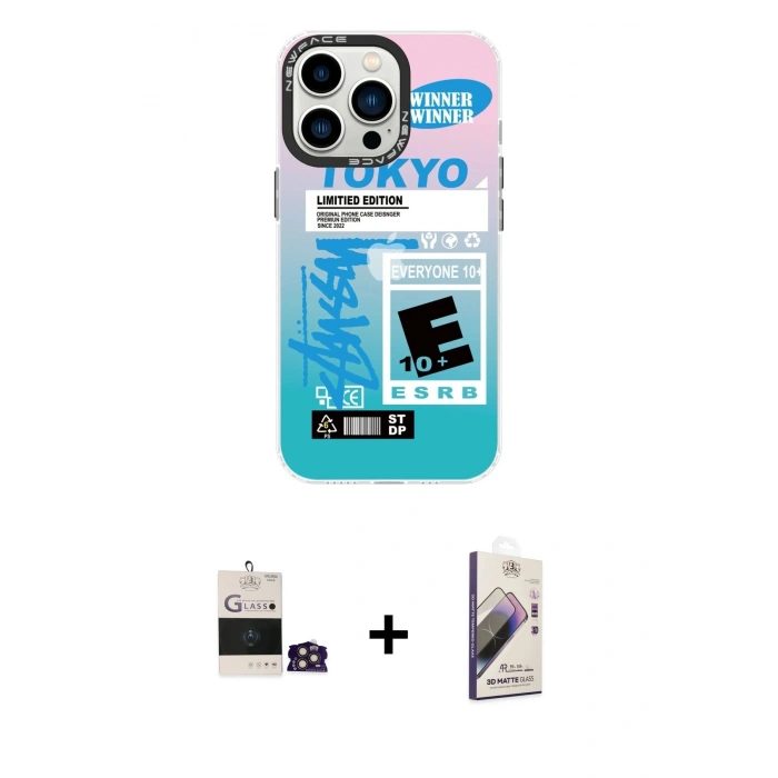 MARSİLYAN™- iPhone 14 Pro Max Kılıf Siluet Çizgi Koleksiyonu - Siyah Bilvis 3D Mat Cam Ekran Koruyucu + Bilvis Titan Kamera Lens - GD