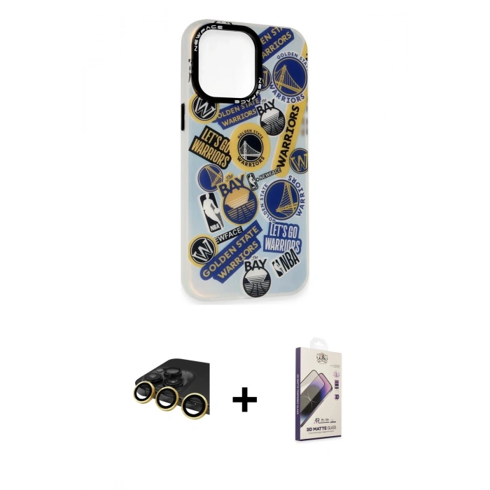 MARSİLYAN™- iPhone 14 Pro Max Kılıf Siluet Çizgi Koleksiyonu - Siyah Bilvis 3D Mat Cam Ekran Koruyucu + Raze Metal Kamera Lens - GD
