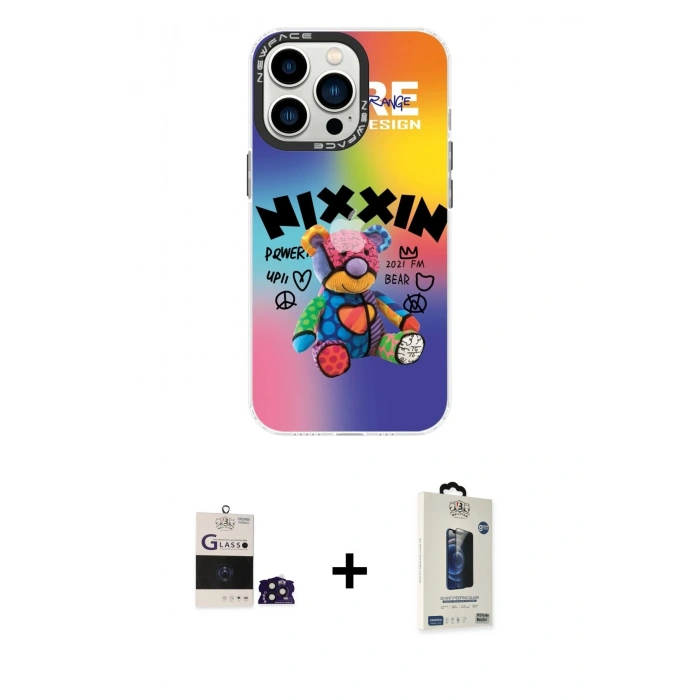 MARSİLYAN™- iPhone 14 Pro Max Kılıf Siluet Çizgi Koleksiyonu - Siyah Bilvis Hayalet Cam Ekran Koruyucu + Bilvis Titan Kamera Lens - DNMR
