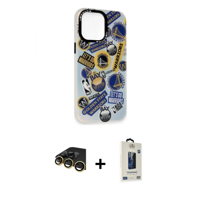 MARSİLYAN™- iPhone 14 Pro Max Kılıf Siluet Çizgi Koleksiyonu - Siyah Bilvis Hayalet Cam Ekran Koruyucu + Raze Metal Kamera Lens - GD