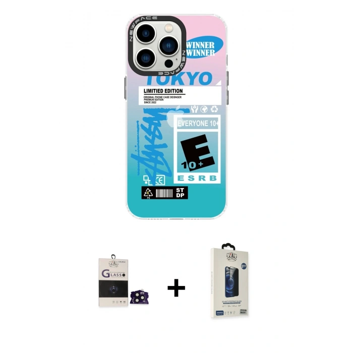MARSİLYAN™- iPhone 14 Pro Max Kılıf Siluet Çizgi Koleksiyonu - Siyah Bilvis Hayalet Cam Ekran Koruyucu + Bilvis Titan Kamera Lens - SH