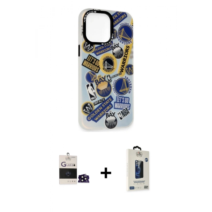 MARSİLYAN™- iPhone 14 Pro Max Kılıf Siluet Çizgi Koleksiyonu - Siyah Bilvis Hayalet Cam Ekran Koruyucu + Bilvis Titan Kamera Lens - SH
