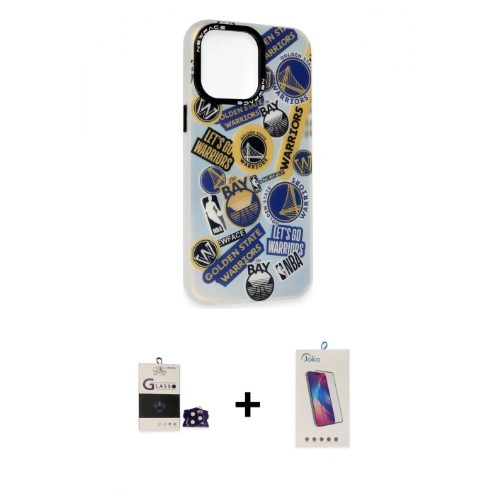 MARSİLYAN™- iPhone 14 Pro Max Kılıf Siluet Çizgi Koleksiyonu - Siyah Joko 5D Cam + Bilvis Titan Kamera Lens - SH