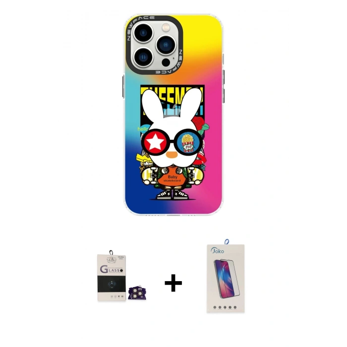 MARSİLYAN™- iPhone 14 Pro Max Kılıf Siluet Çizgi Koleksiyonu - Siyah Joko 5D Cam + Bilvis Titan Kamera Lens - GD
