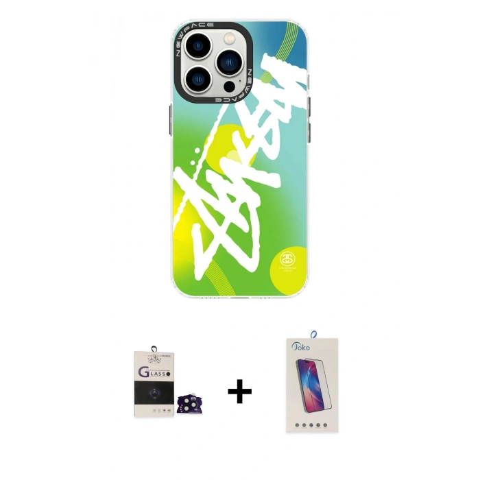 MARSİLYAN™- iPhone 14 Pro Max Kılıf Siluet Çizgi Koleksiyonu - Siyah Joko 5D Cam + Bilvis Titan Kamera Lens - SH