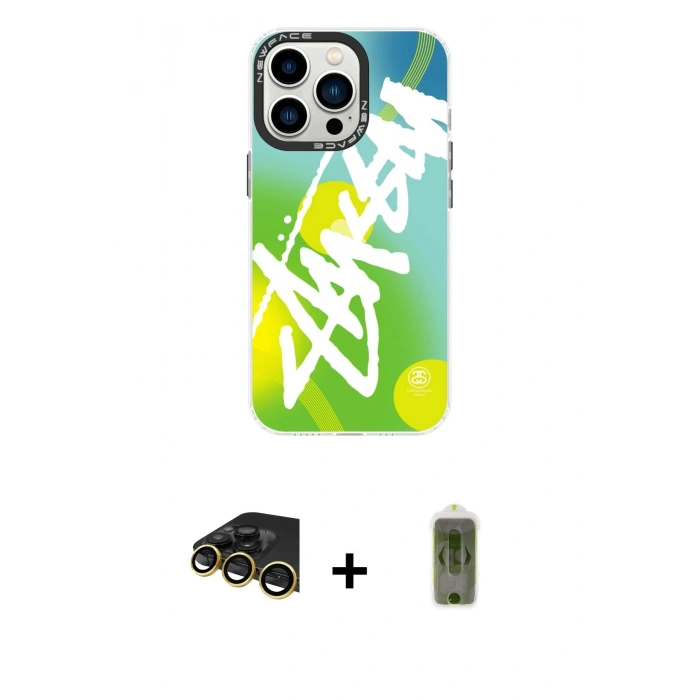 MARSİLYAN™- iPhone 14 Pro Max Kılıf Siluet Çizgi Koleksiyonu - Siyah Joko Magic 5D Hayalet Cam + Gold Raze Metal Kamera Lens