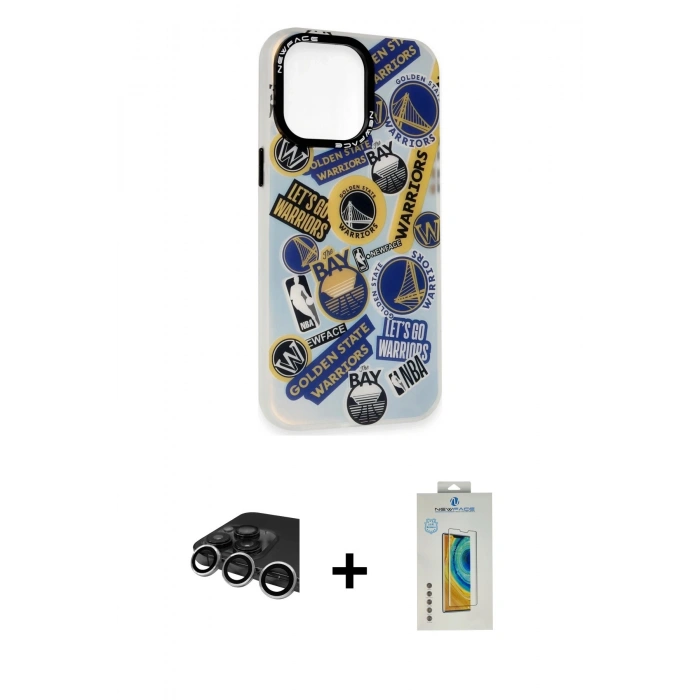 MARSİLYAN™- iPhone 14 Pro Max Kılıf Siluet Çizgi Koleksiyonu - Siyah Polymer Nano Ekran Koruyucu + Raze Metal Kamera Lens - GS