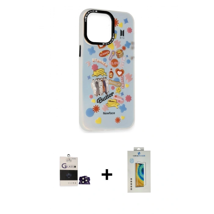 MARSİLYAN™- iPhone 14 Pro Max Kılıf Siluet Çizgi Koleksiyonu - Siyah Polymer Nano Ekran Koruyucu + Bilvis Titan Kamera Lens - SH
