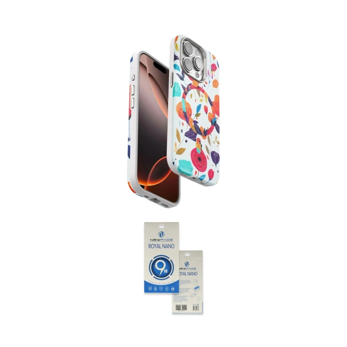MARSİLYAN™- iPhone 14 Pro Max Kılıf Siluet Doku - Şeffaf Royal Nano Ekran Koruyucu