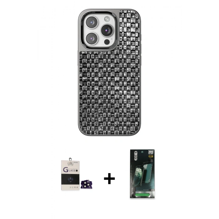 MARSİLYAN™- iPhone 14 Pro Max Kılıf Siluet Form Serisi - Şeffaf 360 Full Body Arka Koruyucu + Bilvis Titan Kamera Lens - SH