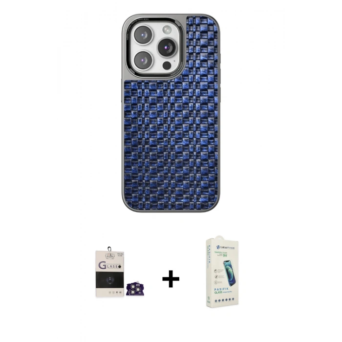 MARSİLYAN™- iPhone 14 Pro Max Kılıf Siluet Form Serisi - Şeffaf Pasifik Cam Ekran Koruyucu + Bilvis Titan Kamera Lens - GS