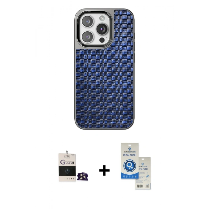 MARSİLYAN™- iPhone 14 Pro Max Kılıf Siluet Form Serisi - Şeffaf Royal Nano Ekran Koruyucu + Bilvis Titan Kamera Lens - GD