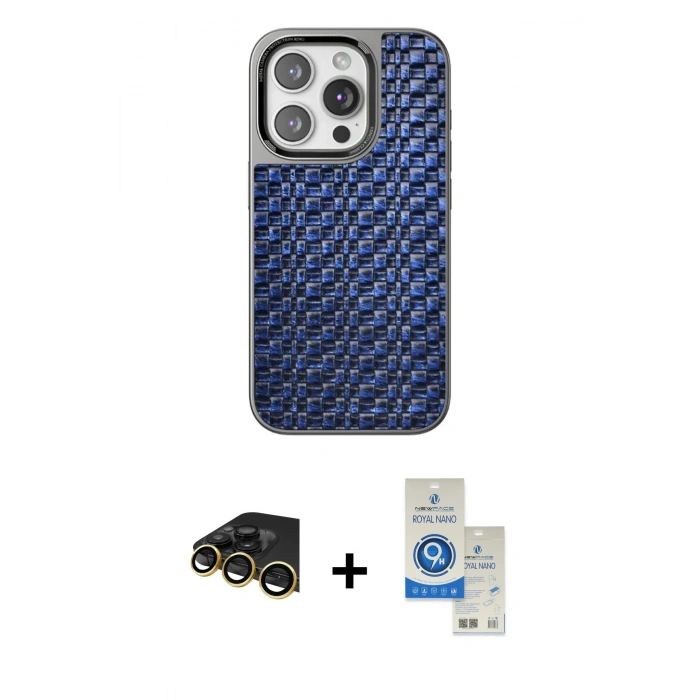 MARSİLYAN™- iPhone 14 Pro Max Kılıf Siluet Form Serisi - Şeffaf Royal Nano Ekran Koruyucu + Raze Metal Kamera Lens - GD