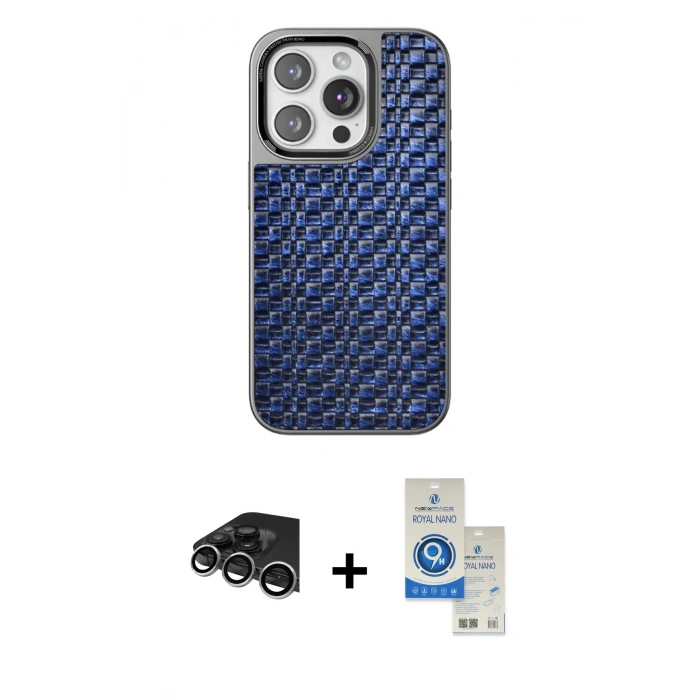 MARSİLYAN™- iPhone 14 Pro Max Kılıf Siluet Form Serisi - Şeffaf Royal Nano Ekran Koruyucu + Raze Metal Kamera Lens - GS