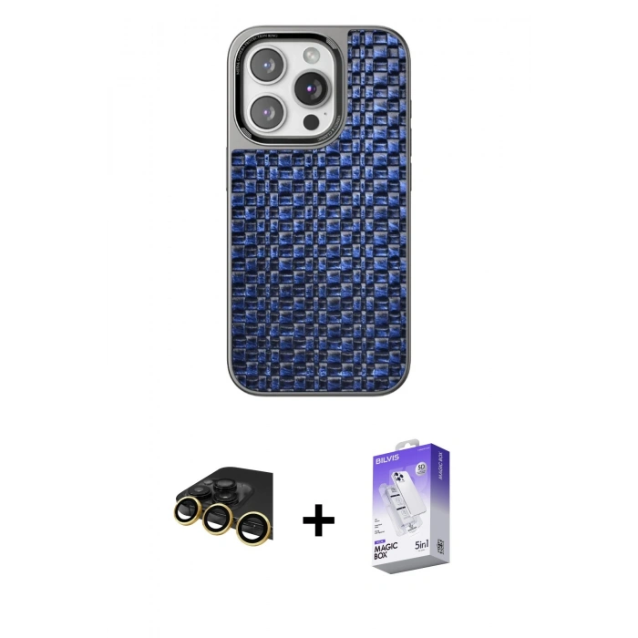MARSİLYAN™- iPhone 14 Pro Max Kılıf Siluet Form Serisi - Siyah Bilvis 5in1 3D Magic Cam Ekran Koruyucu + Raze Metal Kamera Lens - GD