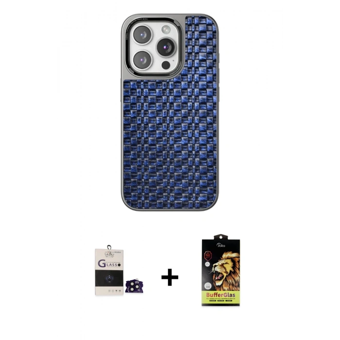 MARSİLYAN™- iPhone 14 Pro Max Kılıf Siluet Form Serisi - Siyah Buffer Cam Ekran Koruyucu + Bilvis Titan Kamera Lens - SH