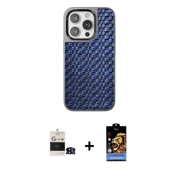 MARSİLYAN™- iPhone 14 Pro Max Kılıf Siluet Form Serisi - Siyah Buffer Hayalet Cam Ekran Koruyucu + Bilvis Titan Kamera Lens - SH
