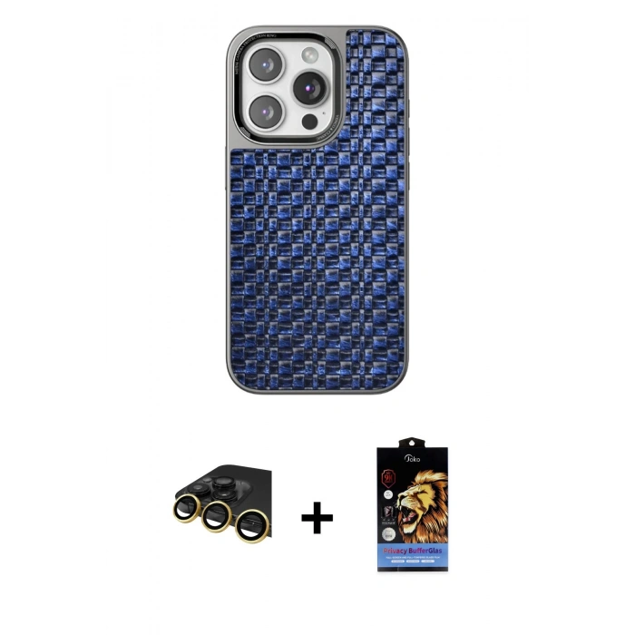 MARSİLYAN™- iPhone 14 Pro Max Kılıf Siluet Form Serisi - Siyah Buffer Hayalet Cam Ekran Koruyucu + Raze Metal Kamera Lens - GD