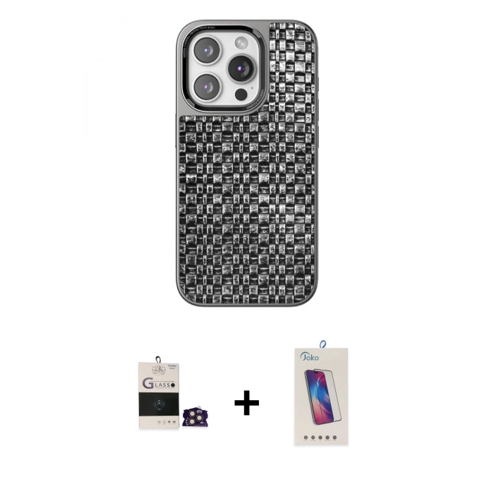 MARSİLYAN™- iPhone 14 Pro Max Kılıf Siluet Form Serisi - Siyah Joko 5D Cam + Bilvis Titan Kamera Lens - GD