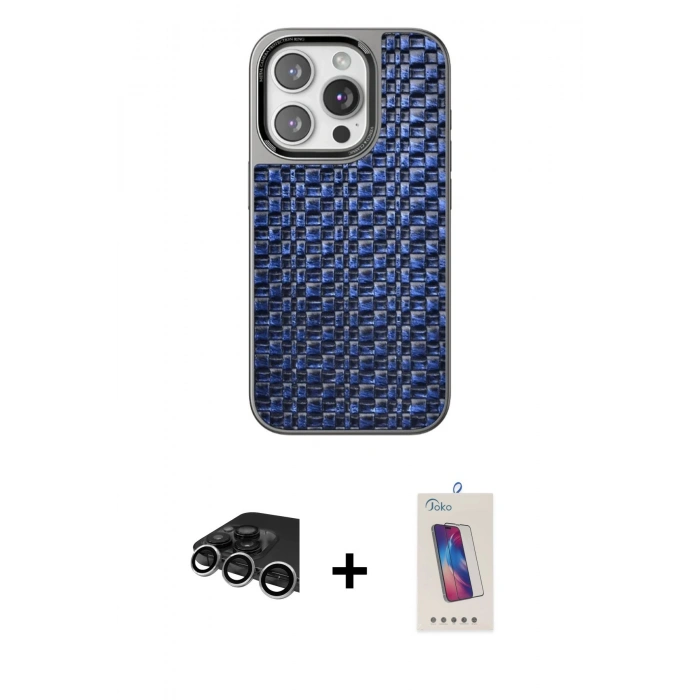 MARSİLYAN™- iPhone 14 Pro Max Kılıf Siluet Form Serisi - Siyah Joko 5D Cam + Raze Metal Kamera Lens - GS