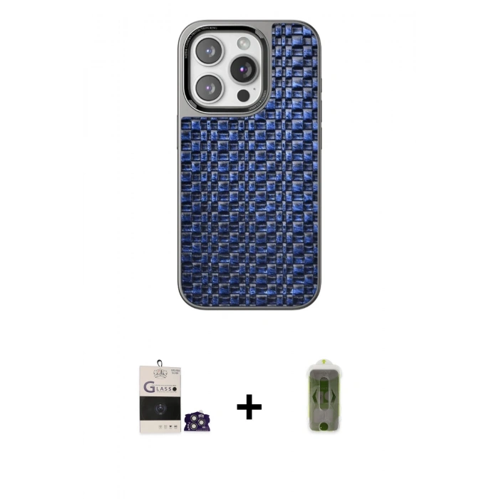 MARSİLYAN™- iPhone 14 Pro Max Kılıf Siluet Form Serisi - Siyah Joko Magic 5D Hayalet Cam + Gümüş Bilvis Titan Kamera Lens